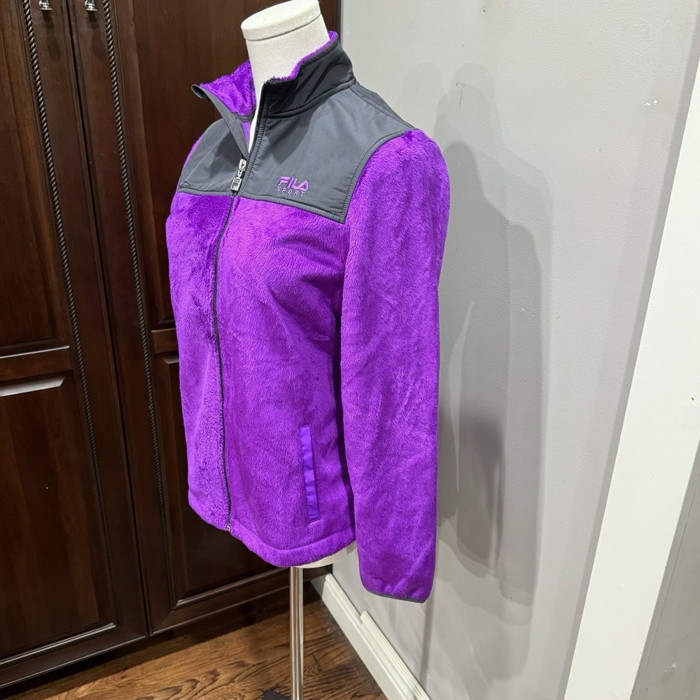 FILA Sport Soft Fleece Jacket Girls Size L14 Full‎ Zip Magenta Outdoor Sporty - Picture 4 of 7
